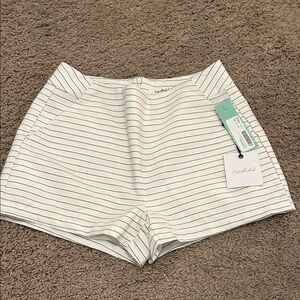 Uptown High Waist Striped White Shorts
